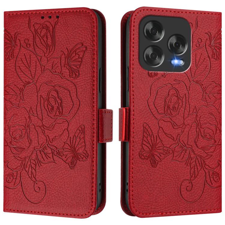 For ZTE Blade V70 Design Embossed Rose RFID Anti-theft Leather Phone Case