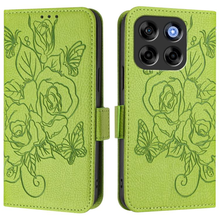 For ZTE Blade V70 Embossed Rose RFID Anti-theft Leather Phone Case