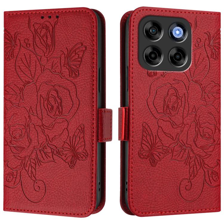 For ZTE Blade V70 Embossed Rose RFID Anti-theft Leather Phone Case