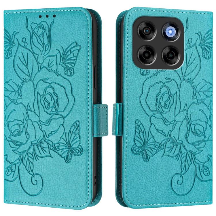 For ZTE Blade V70 Embossed Rose RFID Anti-theft Leather Phone Case