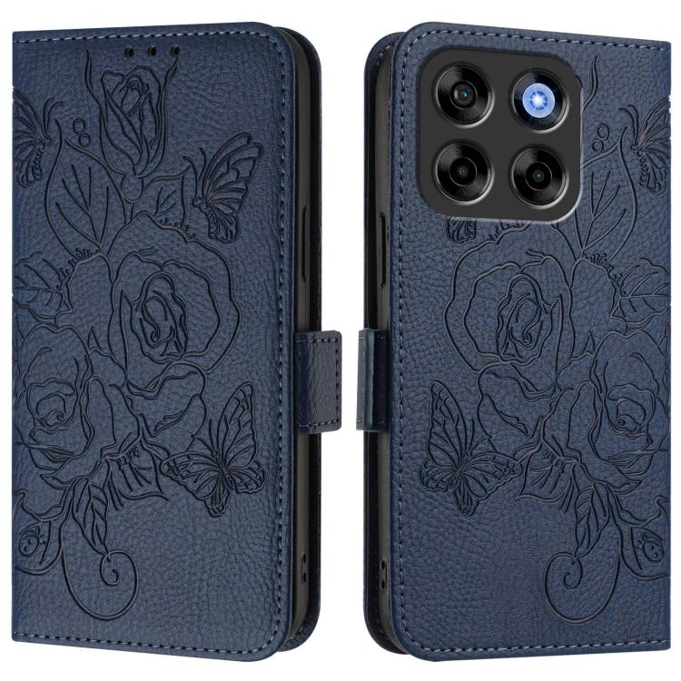 For ZTE Blade V70 Embossed Rose RFID Anti-theft Leather Phone Case