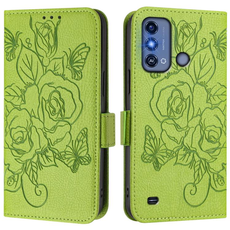 For ZTE Blade A53 Pro Embossed Rose RFID Anti-theft Leather Phone Case
