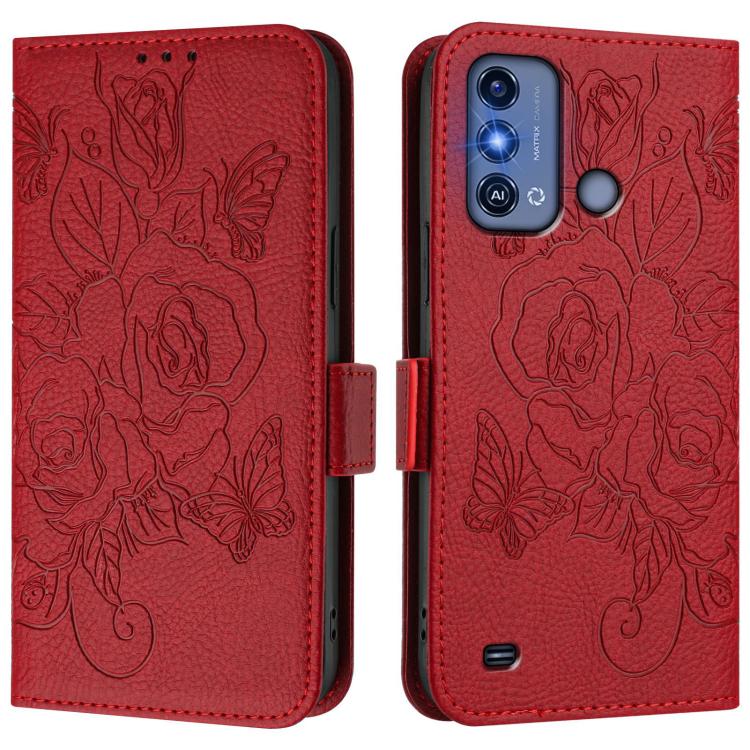 For ZTE Blade A53 Pro Embossed Rose RFID Anti-theft Leather Phone Case