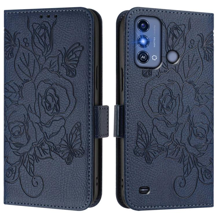For ZTE Blade A53 Pro Embossed Rose RFID Anti-theft Leather Phone Case