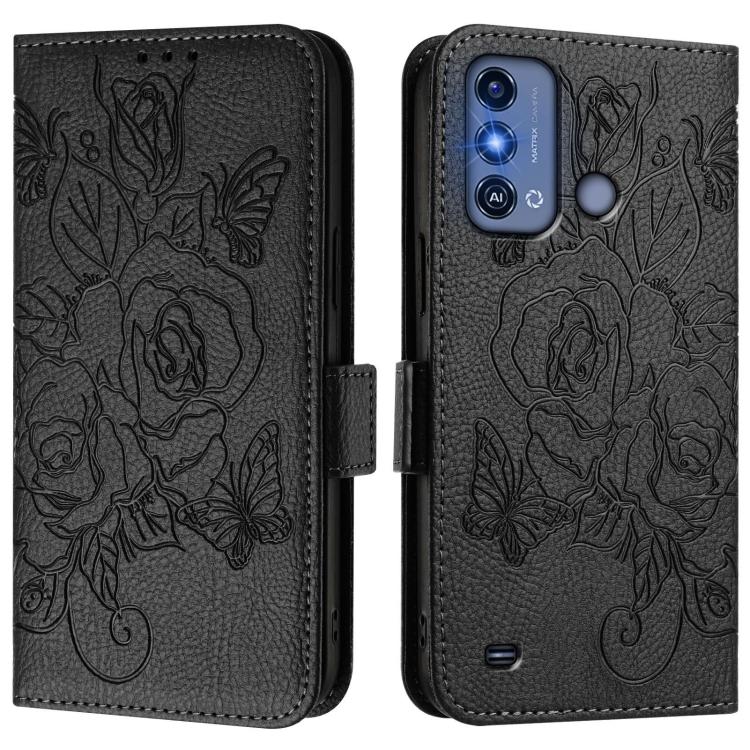 For ZTE Blade A53 Pro Embossed Rose RFID Anti-theft Leather Phone Case