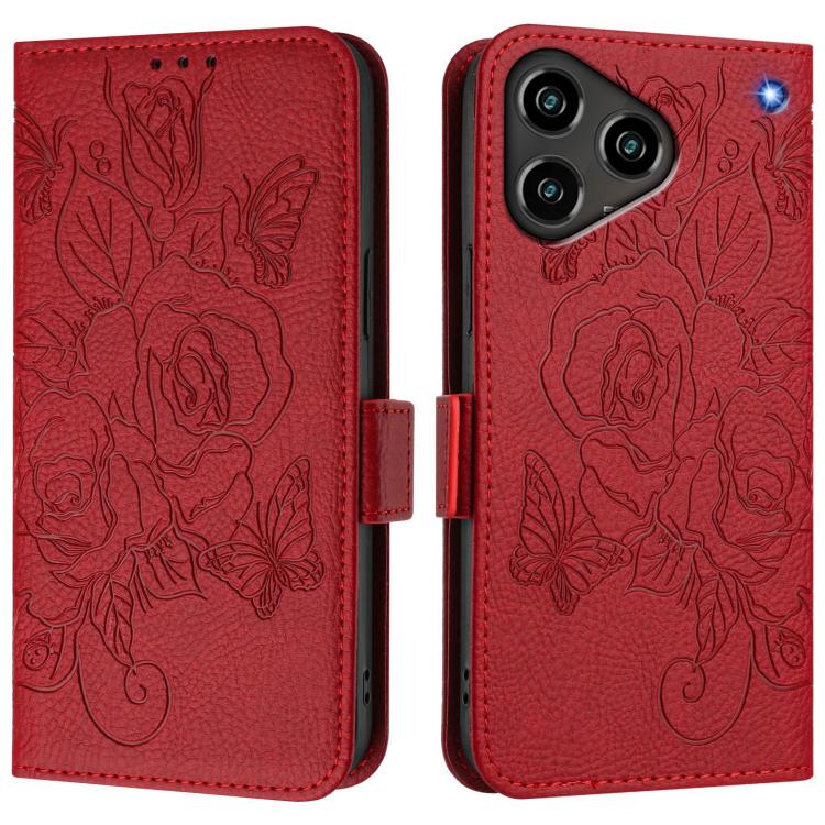 For ZTE Blade A76 4G Embossed Rose RFID Anti-theft Leather Phone Case