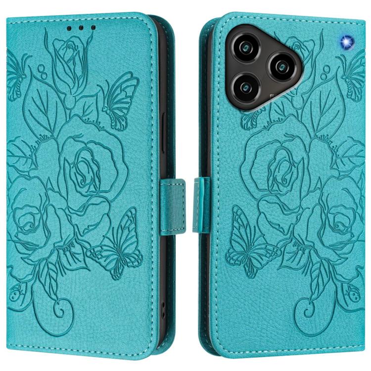 For ZTE Blade A76 4G Embossed Rose RFID Anti-theft Leather Phone Case