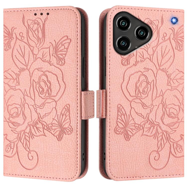 For ZTE Blade A76 4G Embossed Rose RFID Anti-theft Leather Phone Case
