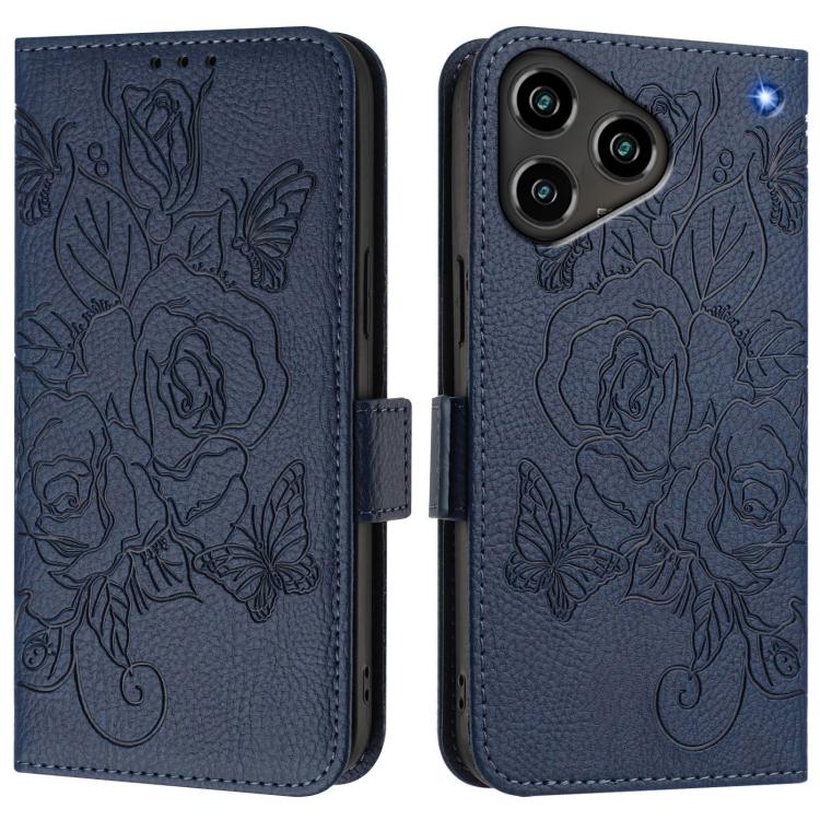 For ZTE Blade A76 4G Embossed Rose RFID Anti-theft Leather Phone Case