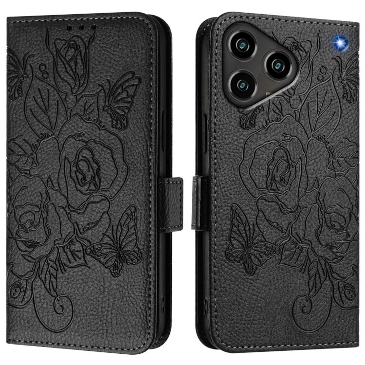 For ZTE Blade A76 4G Embossed Rose RFID Anti-theft Leather Phone Case