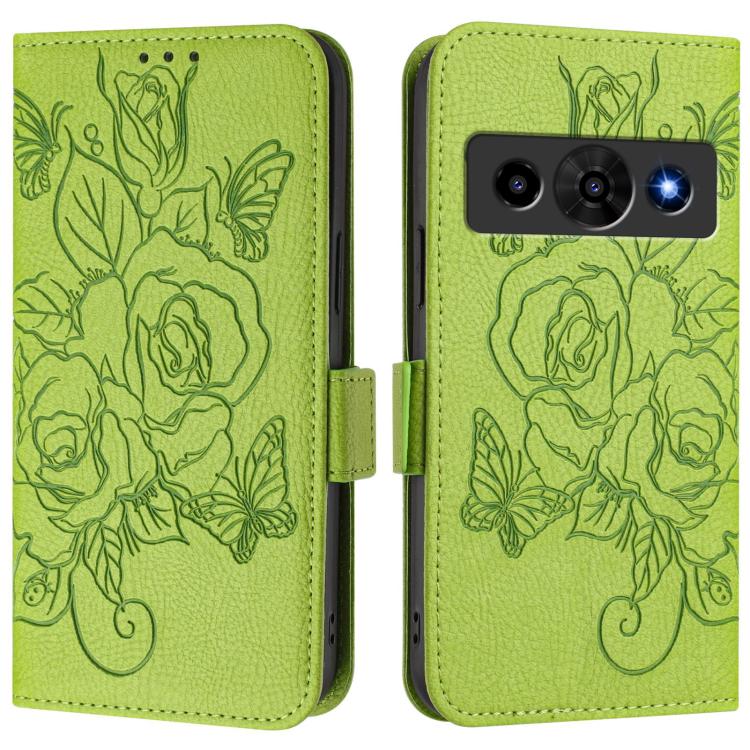 For ZTE Optus X Value 5G Embossed Rose RFID Anti-theft Leather Phone Case