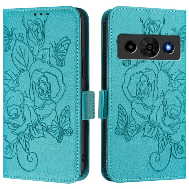 For ZTE Optus X Value 5G Embossed Rose RFID Anti-theft Leather Phone Case