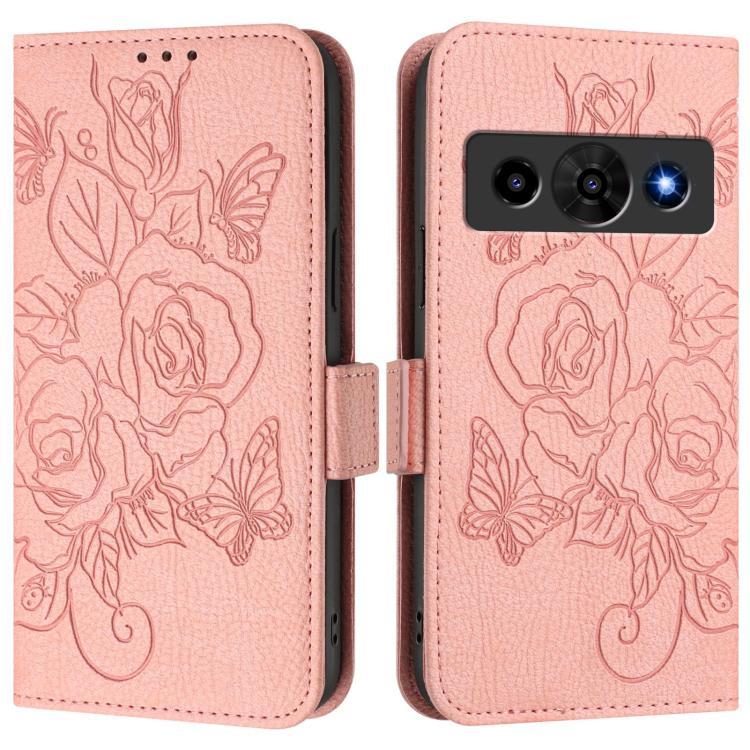 For ZTE Optus X Value 5G Embossed Rose RFID Anti-theft Leather Phone Case