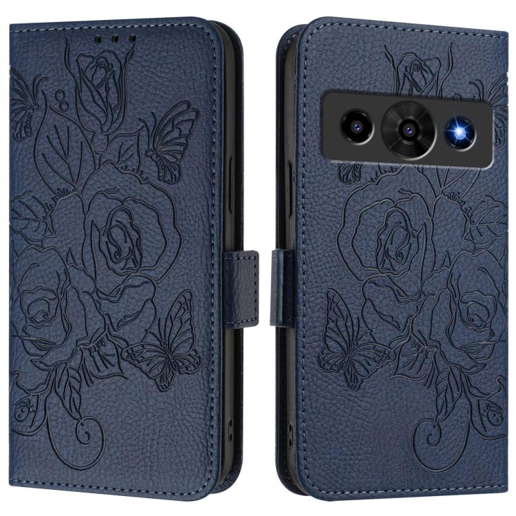 For ZTE Optus X Value 5G Embossed Rose RFID Anti-theft Leather Phone Case