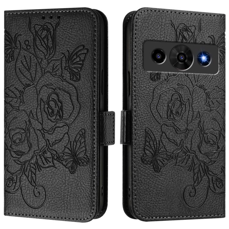 For ZTE Optus X Value 5G Embossed Rose RFID Anti-theft Leather Phone Case