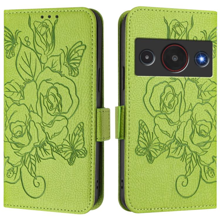 For ZTE A75 Pro / Telstra T-Elite 5G Embossed Rose RFID Anti-theft Leather Phone Case