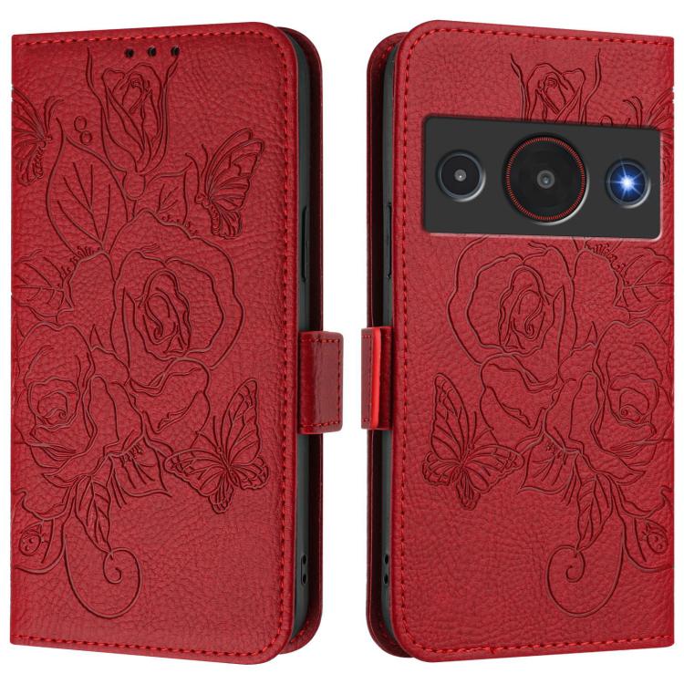 For ZTE A75 Pro / Telstra T-Elite 5G Embossed Rose RFID Anti-theft Leather Phone Case