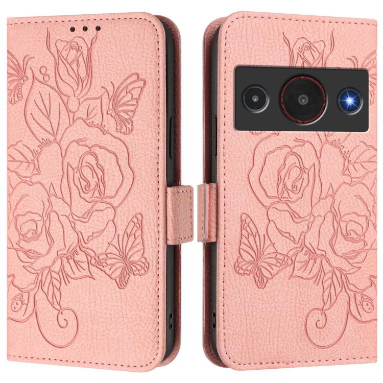 For ZTE A75 Pro / Telstra T-Elite 5G Embossed Rose RFID Anti-theft Leather Phone Case
