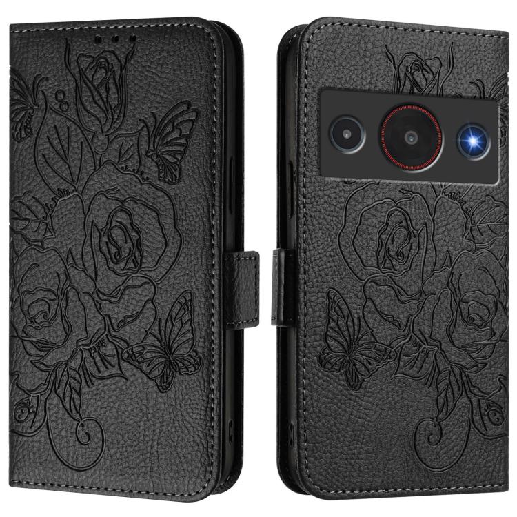 For ZTE A75 Pro / Telstra T-Elite 5G Embossed Rose RFID Anti-theft Leather Phone Case