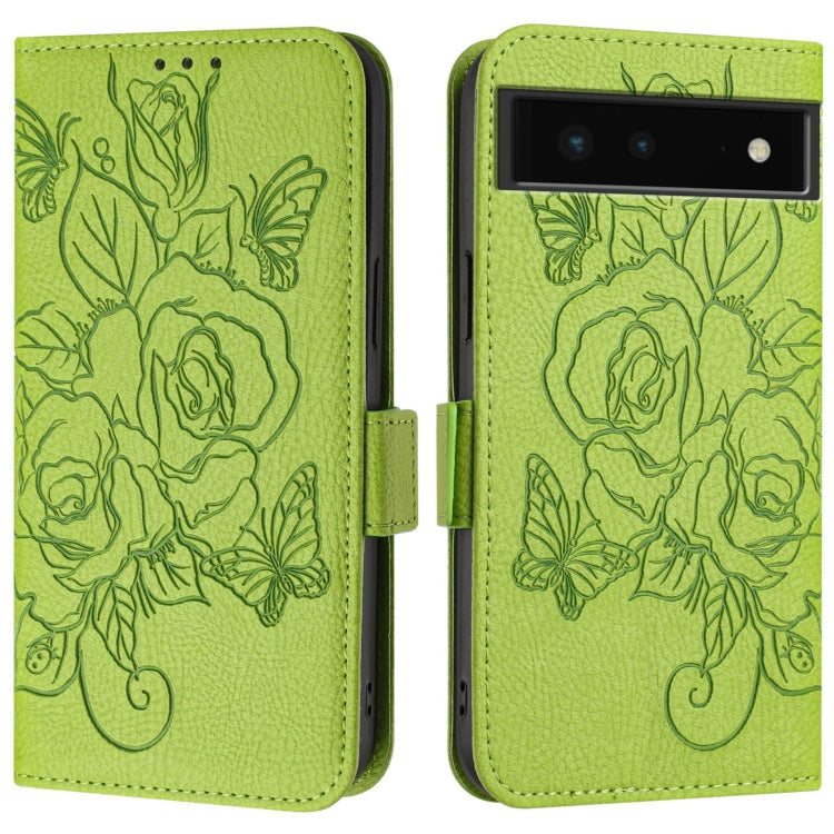 For Google Pixel 6 Embossed Rose RFID Anti-theft Leather Phone Case