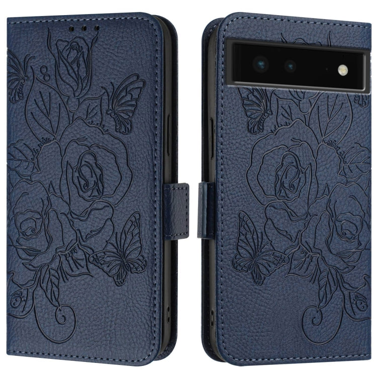 For Google Pixel 6 Embossed Rose RFID Anti-theft Leather Phone Case