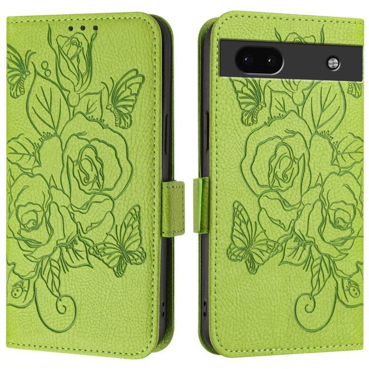 For Google Pixel 6a Embossed Rose RFID Anti-theft Leather Phone Case
