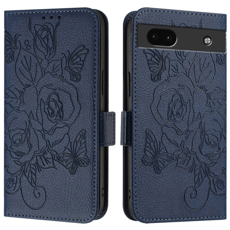 For Google Pixel 6a Embossed Rose RFID Anti-theft Leather Phone Case
