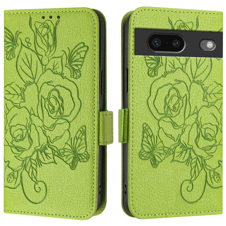 For Google Pixel 7 Embossed Rose RFID Anti-theft Leather Phone Case