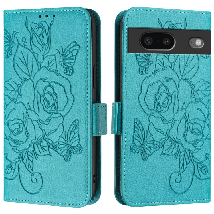 For Google Pixel 7 Embossed Rose RFID Anti-theft Leather Phone Case