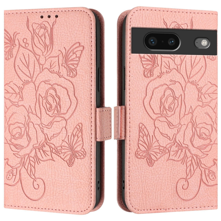 For Google Pixel 7 Embossed Rose RFID Anti-theft Leather Phone Case
