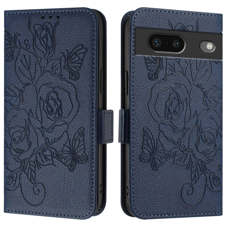 For Google Pixel 7 Embossed Rose RFID Anti-theft Leather Phone Case