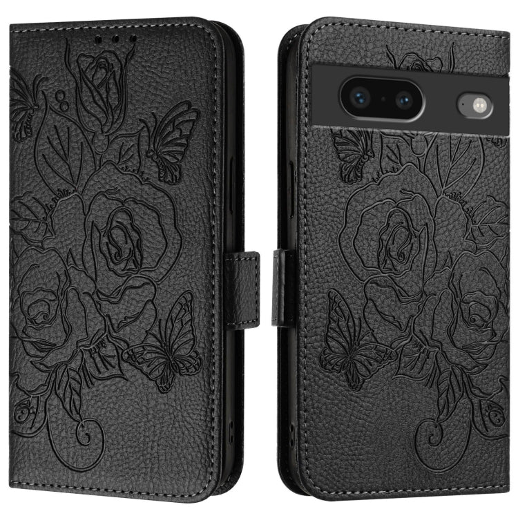 For Google Pixel 7 Embossed Rose RFID Anti-theft Leather Phone Case