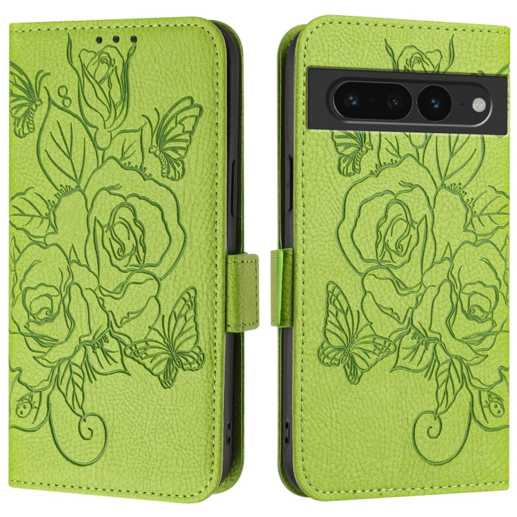 For Google Pixel 7 Pro Embossed Rose RFID Anti-theft Leather Phone Case