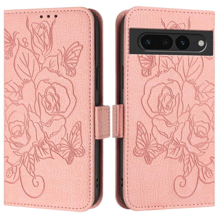 For Google Pixel 7 Pro Embossed Rose RFID Anti-theft Leather Phone Case