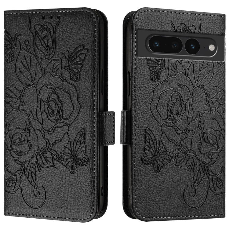 For Google Pixel 7 Pro Embossed Rose RFID Anti-theft Leather Phone Case