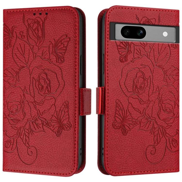 For Google Pixel 7a Embossed Rose RFID Anti-theft Leather Phone Case
