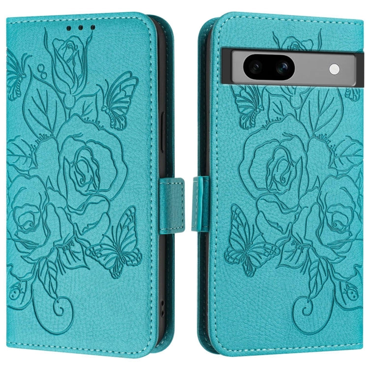 For Google Pixel 7a Embossed Rose RFID Anti-theft Leather Phone Case