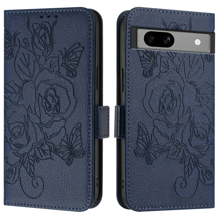 For Google Pixel 7a Embossed Rose RFID Anti-theft Leather Phone Case