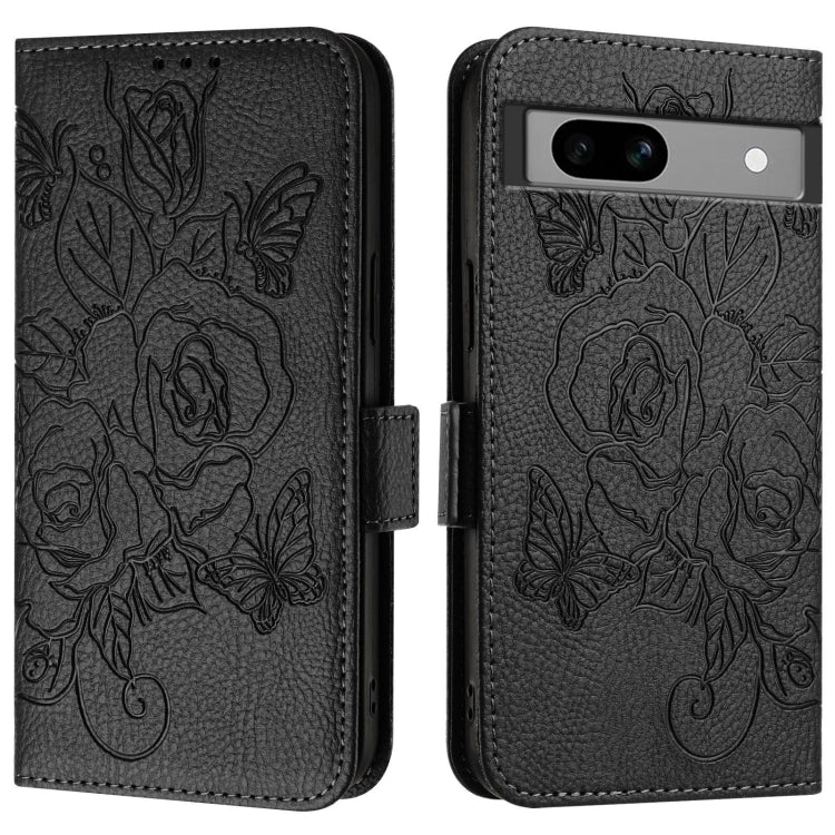 For Google Pixel 7a Embossed Rose RFID Anti-theft Leather Phone Case