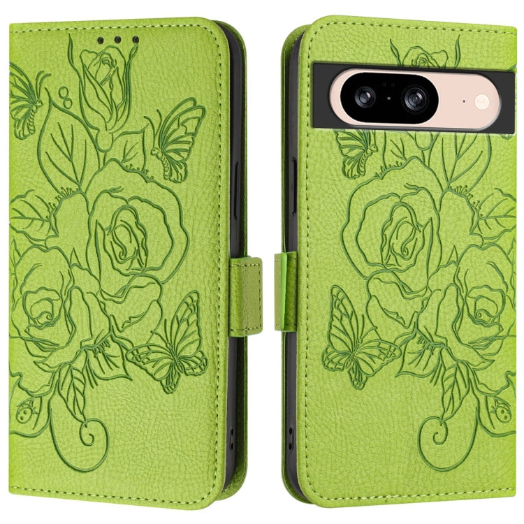 For Google Pixel 8 Embossed Rose RFID Anti-theft Leather Phone Case