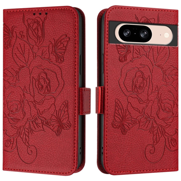 For Google Pixel 8 Embossed Rose RFID Anti-theft Leather Phone Case