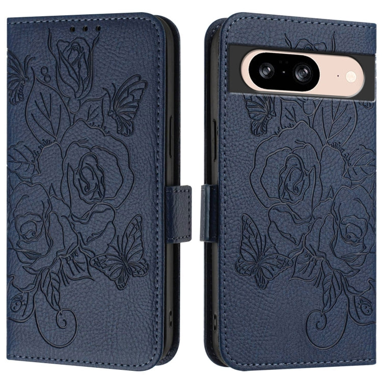 For Google Pixel 8 Embossed Rose RFID Anti-theft Leather Phone Case