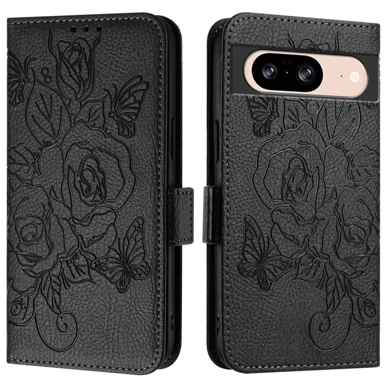 For Google Pixel 8 Embossed Rose RFID Anti-theft Leather Phone Case