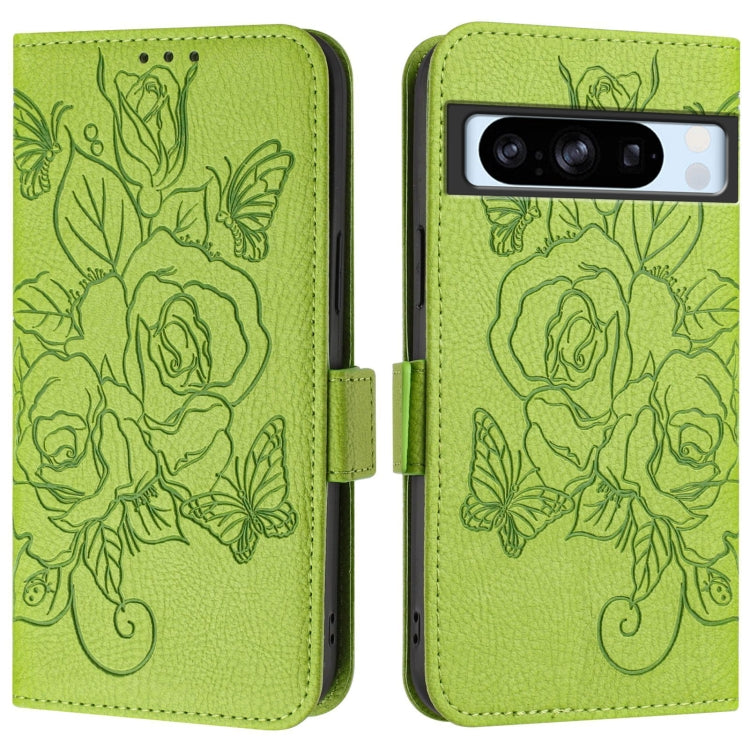 For Google Pixel 8 Pro Embossed Rose RFID Anti-theft Leather Phone Case