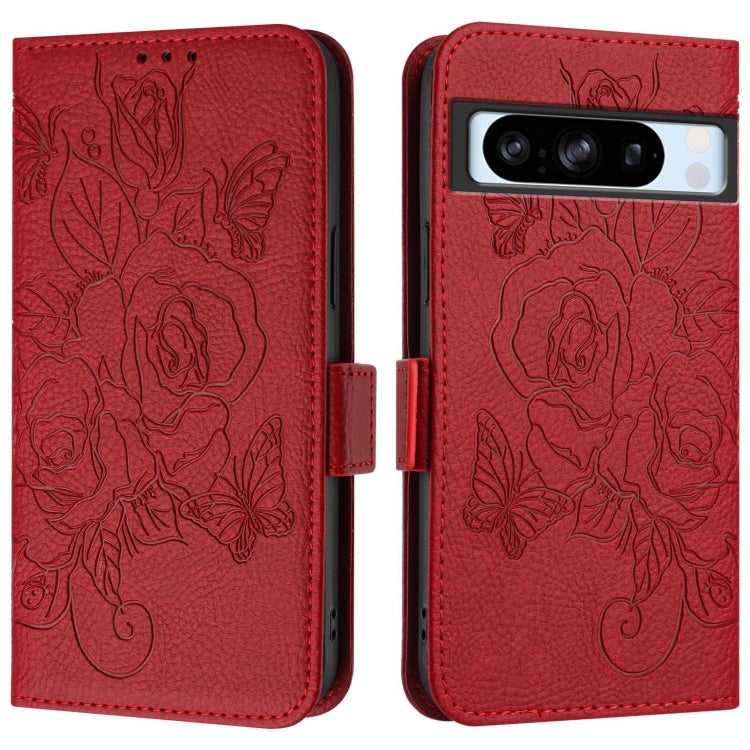 For Google Pixel 8 Pro Embossed Rose RFID Anti-theft Leather Phone Case