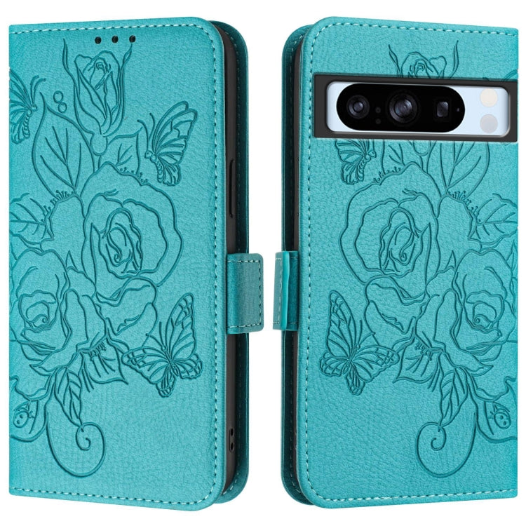 For Google Pixel 8 Pro Embossed Rose RFID Anti-theft Leather Phone Case