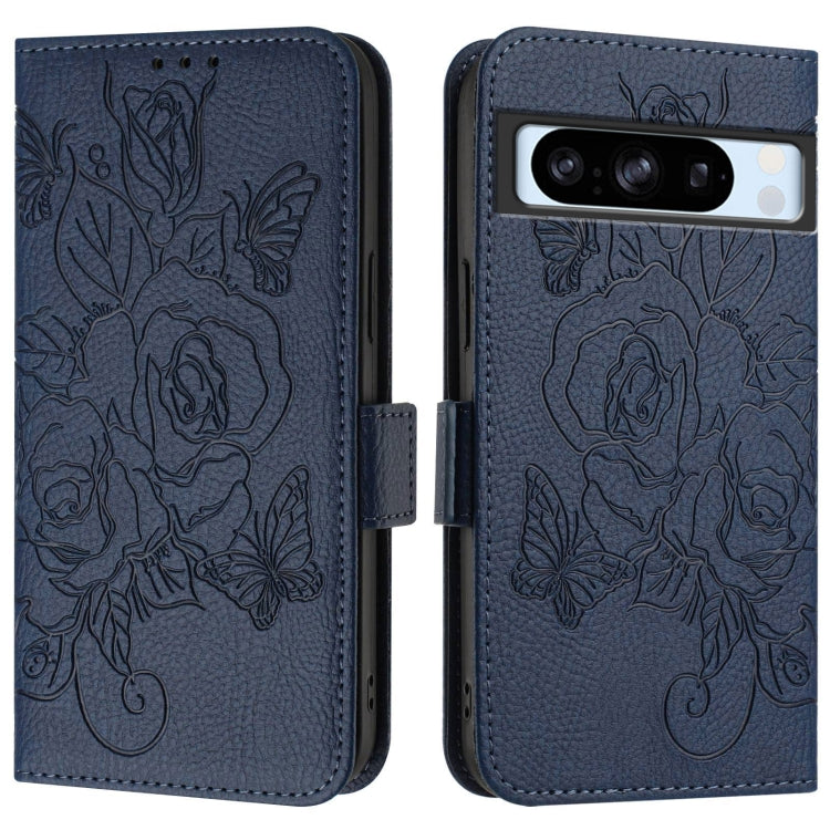 For Google Pixel 8 Pro Embossed Rose RFID Anti-theft Leather Phone Case