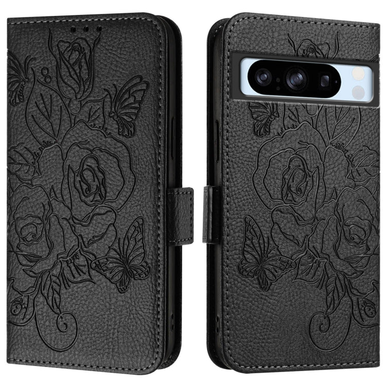 For Google Pixel 8 Pro Embossed Rose RFID Anti-theft Leather Phone Case
