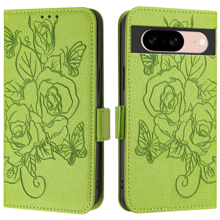 For Google Pixel 8a Embossed Rose RFID Anti-theft Leather Phone Case