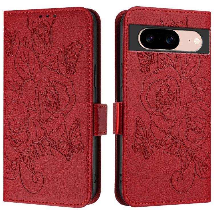 For Google Pixel 8a Embossed Rose RFID Anti-theft Leather Phone Case